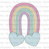 Rainbow Hearts Sketch Stitch Embroidery Design, Embroidery