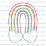 Rainbow Hearts Zig Zag Stitch Applique Design, Applique