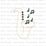 Saxophone Bean Stitch Applique Design, Applique