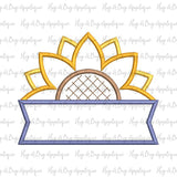 Sunflower Banner Box Satin Stitch Applique Design, Applique