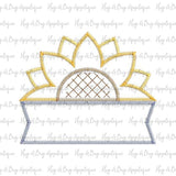 Sunflower Banner Box Zig Zag Stitch Applique Design, Applique